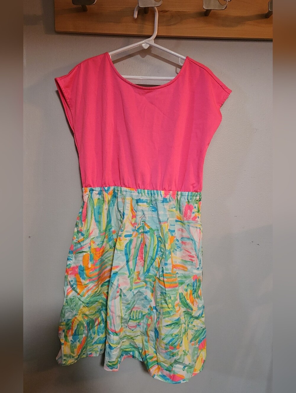 Lilly Pulitzer Girls' Pink Top Mixed-Print Elastic-Waist Dress